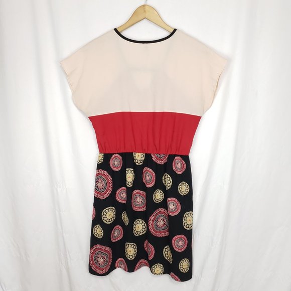 🎈3/$15 Millibon Red and Cream Patterned Dress Large - Picture 5 of 6